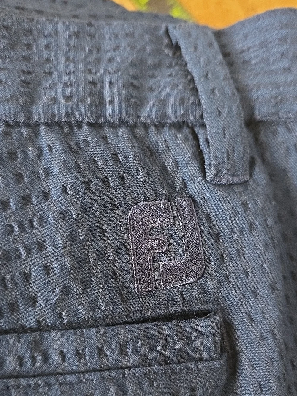 Footjoy Men's Navy Textured Seersucker Lightweight Size 35 Casual Shorts